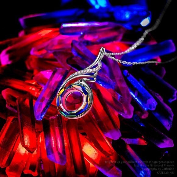 Rise From the Ashes Phoenix Necklace Made with Crystals from Austria, 18"+2" Nec - Picture 3 of 7